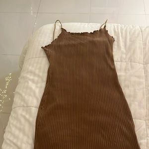 Brown skin tight strap dress